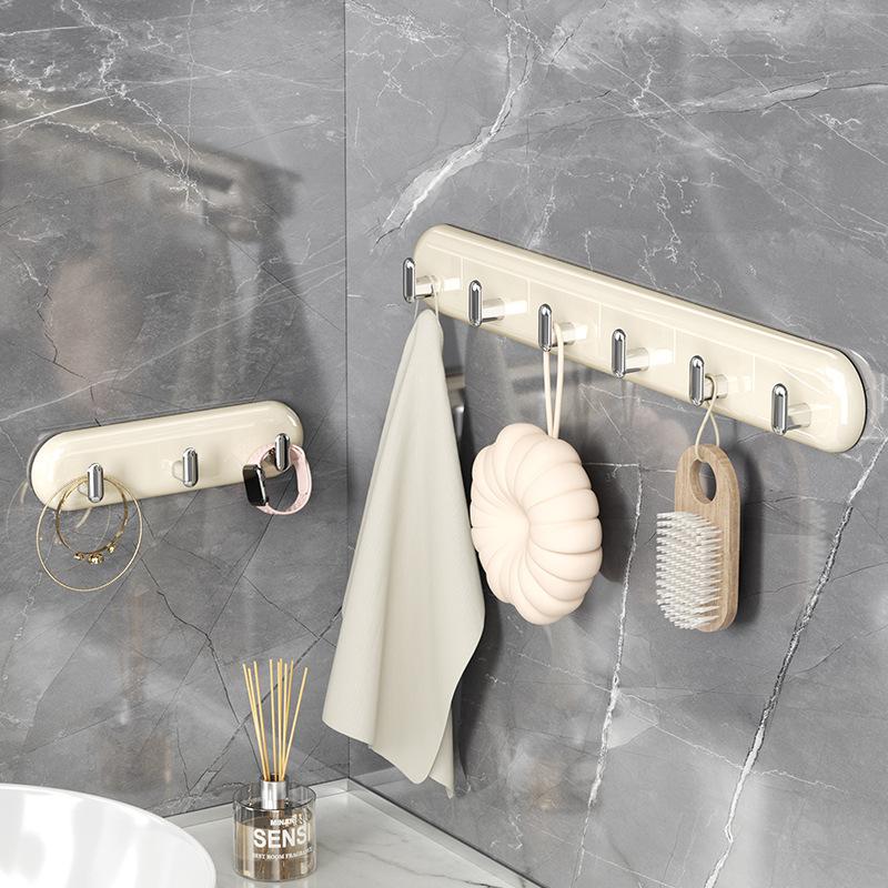Bathroom Hook No Punching Household Kitchen Adhesive Hook Strong, Non-marking Row Hook Hat Storage Coat Hook Behind Door