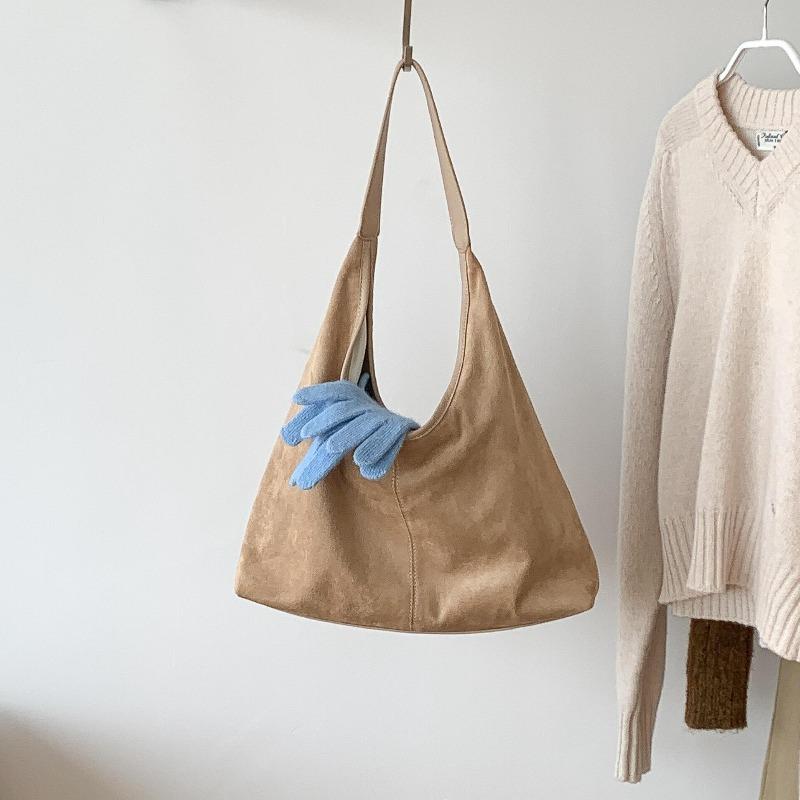 Retro suede bag autumn and winter new commuter tote bag women's large-capacity lazy and relaxed shoulder bag