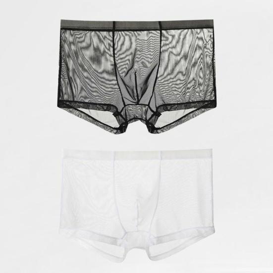 Men Underpants Breathable Solid Color Lint Free Friendly to Skin Elastic Waist Inside Wearing Polyester Quick Dry Mesh Men Boxers Underpants Gift