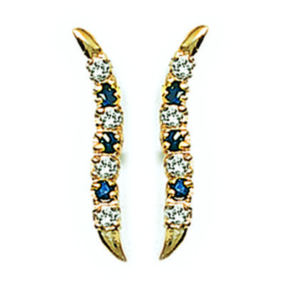 [E1046] - Gold Plated 'Cesaria' Sapphire / Golden White Earrings - 18x3 Mm