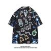 Straight Streetwear Fashion Casual Shirts Turn-down Collar Man Short Sleeve Button Printing Spring Summer Thin Men's Clothing