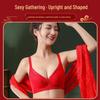 Langsha Auspicious Red Lace Wireless Push-up Lingerie Set