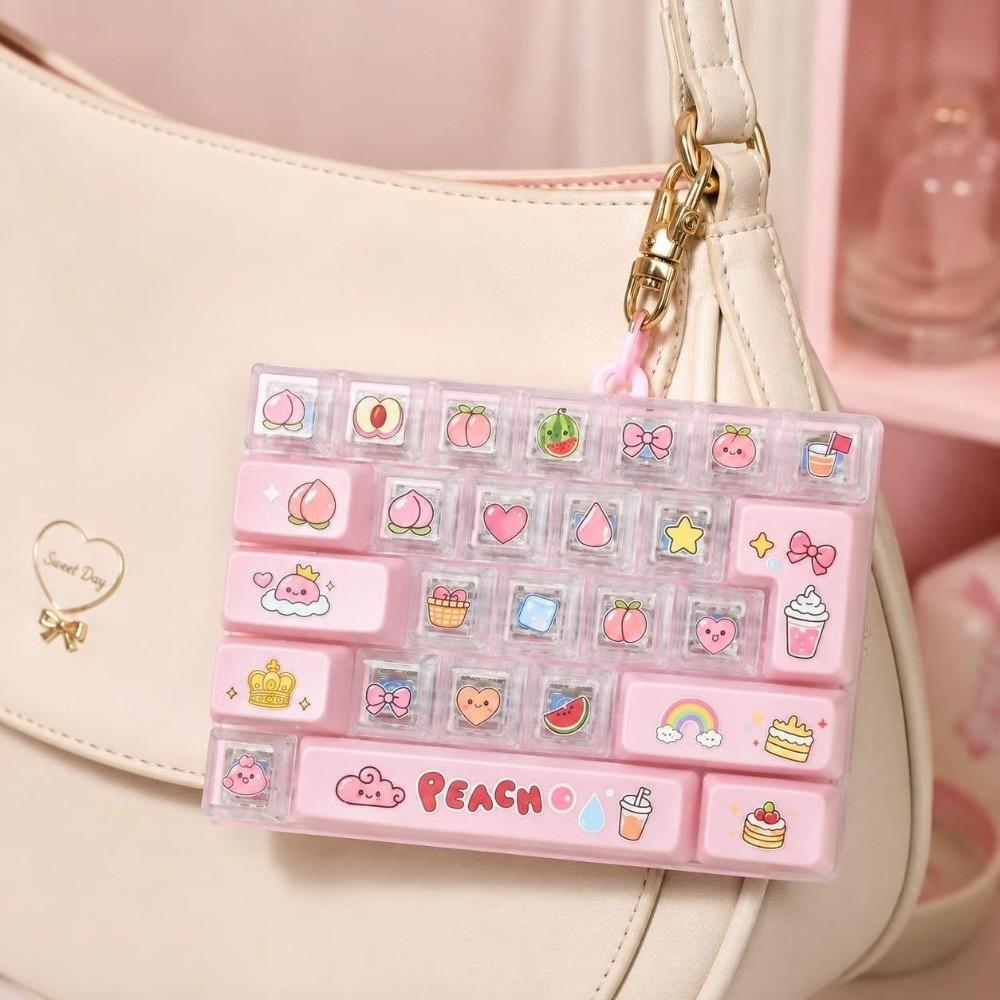 Cute Design Mini Keyboard Pendant Transparent Dual-Tone Keyboard Keychain  Desktop Decoration