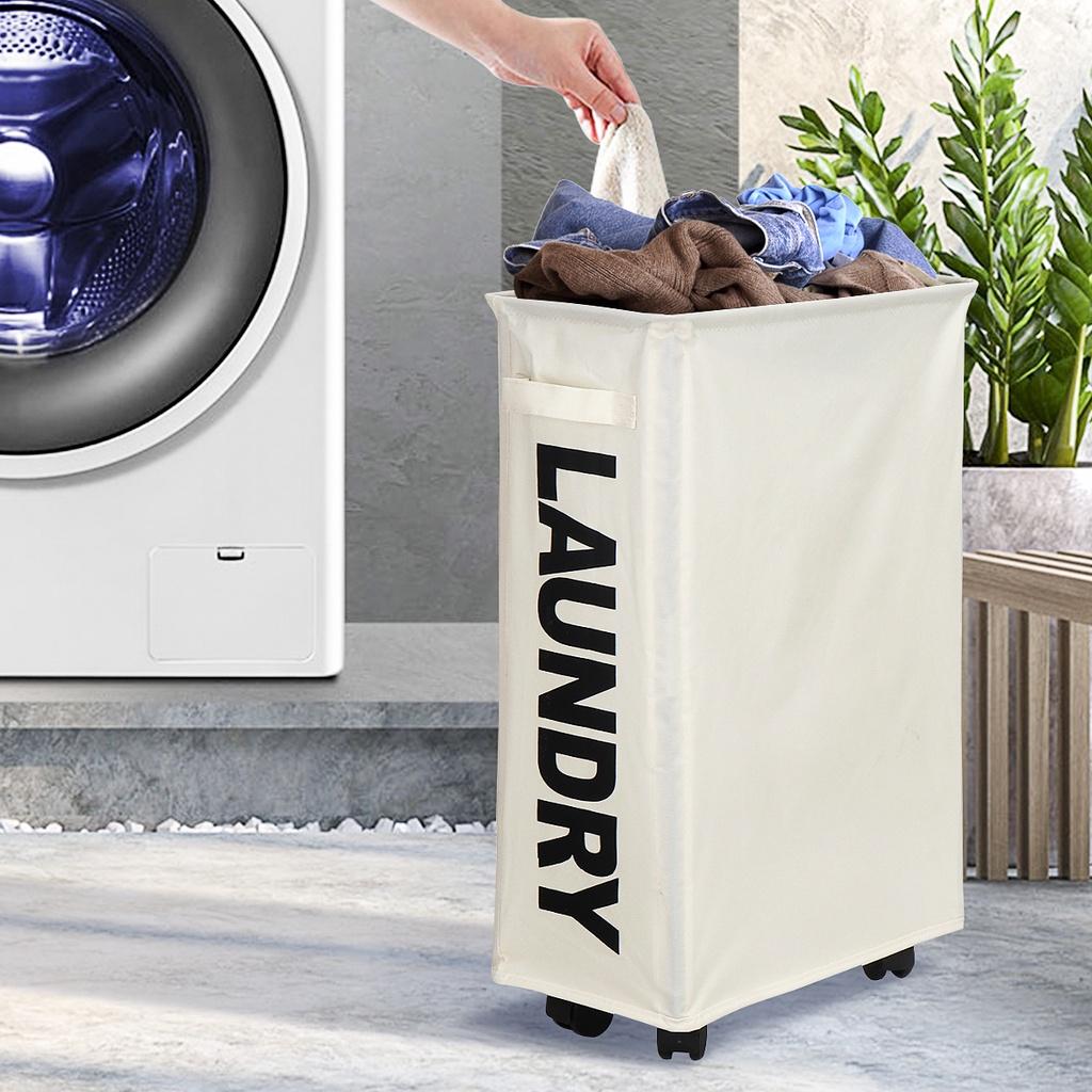 Portable Clothes Organizer Storage Basket Foldable Dirty Laundry Basket with Caster Wheels  High Capacity Laundry Bags Hamper