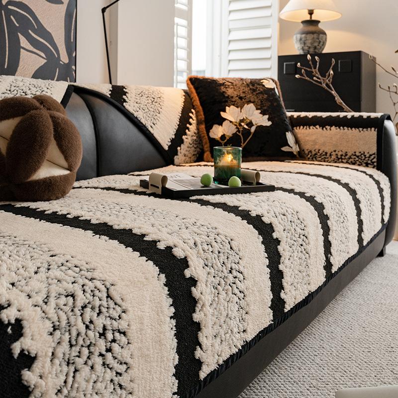 Shu Cotton Velvet Sofa Cushion Autumn And Winter Non-Slip And Dirt-Resistant Seat Cushion Cross-Border  Thickened Plush Leather Sofa Cover Cover Cloth