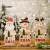 Handmade Tiered Wood Trays Nordic Style Wooden Christmas Ornaments, Cute Santa Claus/Snowman/Reindeer Party Home Accents Figurine for Holiday