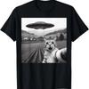 Cat Selfie With Alien UFO Funny Cat Gifts For Men Women Kid T-Shirt