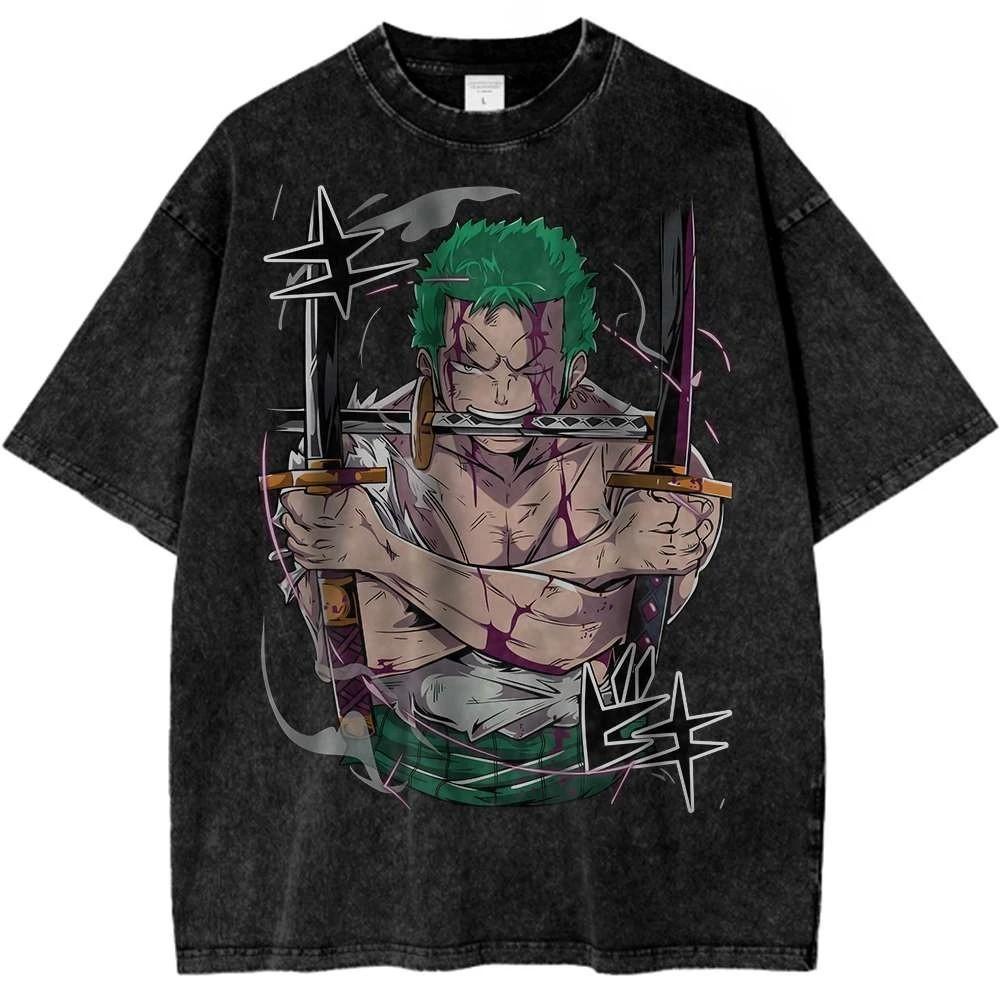 Roronoa Zoro One Piece Cotton Printed TShirt Japanese Anime Unisex Tee XL