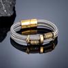 Vikings Runes Double Layer Steel Wire Rope Bracelet Norse Gold Stainless Steel Wristband Luxury Jewelry for Men