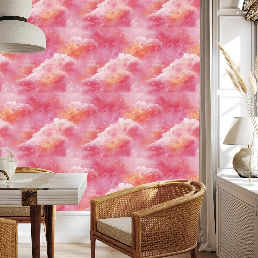 Watercolor Galaxy Powder Pink Wallpaper for Living Room and Bedroom 50x1000