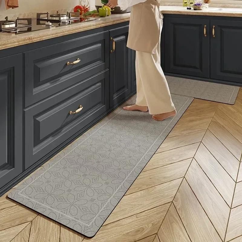 Carpet for Kitchen Floor Mat Pvc Leather Carpets Waterproof Non-slip Rug Long Foot Mats Oil-proof Blue Home Decoration Rugs