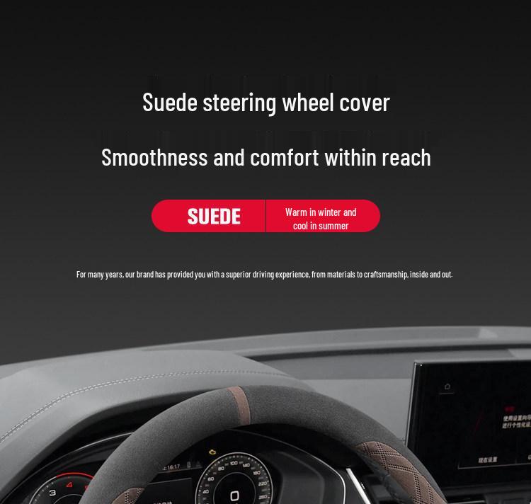Ultra-thin Suede Steering Wheel Cover: Non-Slip, Sweat-Absorbing, Perfect for 2026 Beijing Hyundai Santa Fe Winter Use.