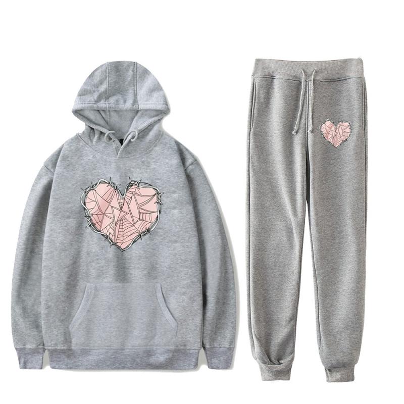 Liebe Herz Muster Druck Männer Frauen Trainingsanzug Sets Casual Hoodie Und Hosen 2 stücke Sets Übergroßen Sweatsuit Mode Paar Kleidung