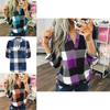 Stylish S-5xl Women's Long Sleeve Plaid T-shirt Blouse With V-neck Design