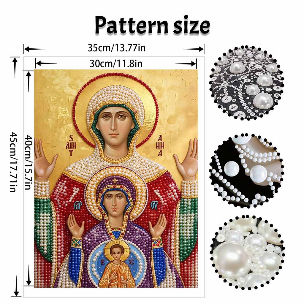 DIY 3D Pearl Diamond Painting Art Set Saint Anne Religious Home Decor Art Set Wall Art