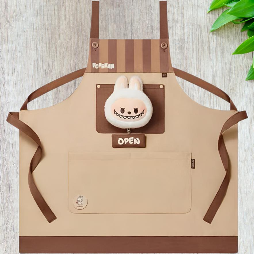 New POP MART The Monsters LABUBU Bubbles Cute Bean Coffee Factory Collection, Apron Trend Based Products PPMT-2508-0070