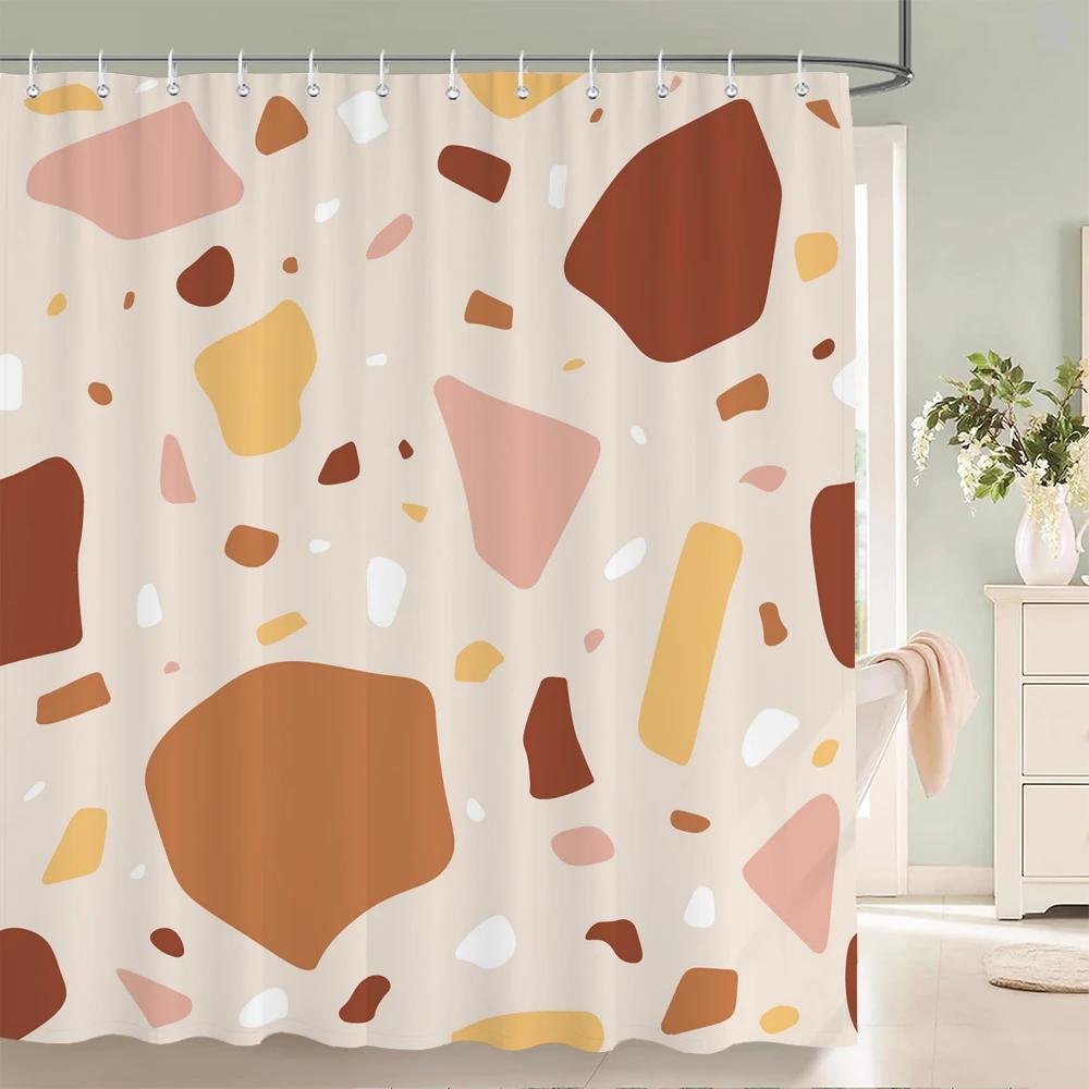 Modern Nordic Mosaic Pattern Shower Curtains Bathroom Polyester Bath Curtains Printing Shower Curtain Decor With Hooks Curtain