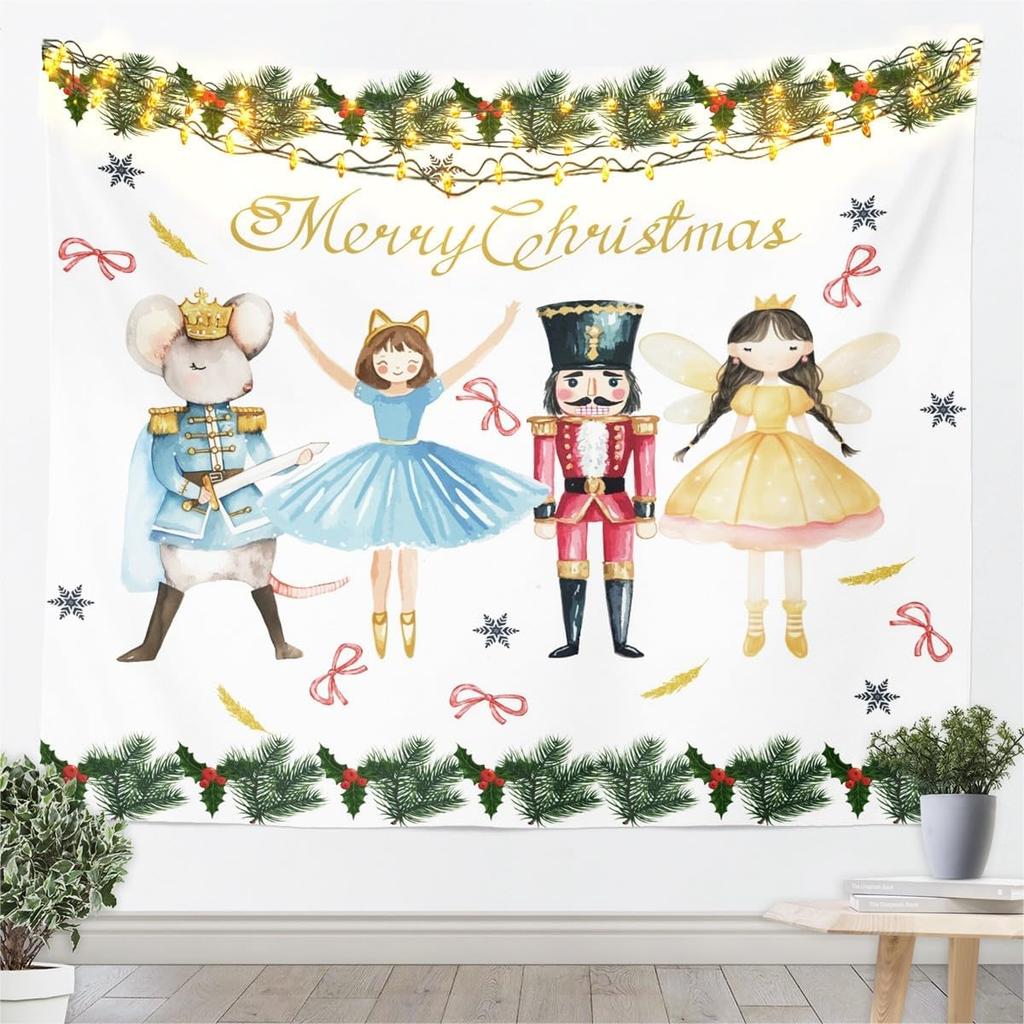 Christmas Black Santa Tapestry Wall Hanging Holy Santa Claus Hanging Decorations For Living Room Winter Xmas Holiday Tapestries