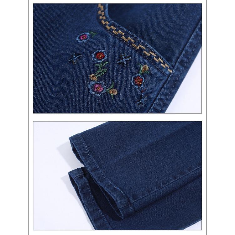 Middle Aged and Elderly High Waist Spring Jeans for Women Straight Leg Pants Middle-aged Women Loose Pants for Spring and Autumn