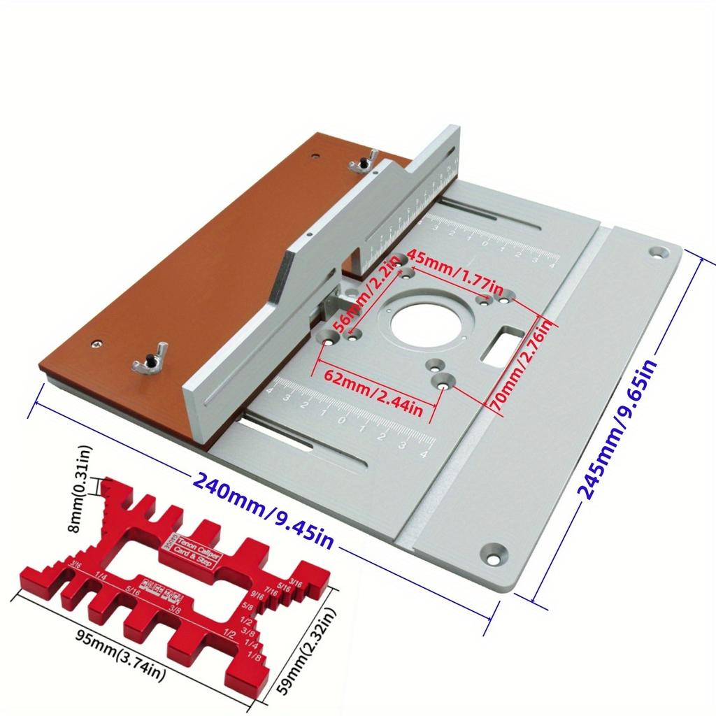 Wood Milling Flip Board W/ Sliding Fence Tenoning Stopper Block & Miter Gauge Guide Set - Woodworking Router Table Insert Plate