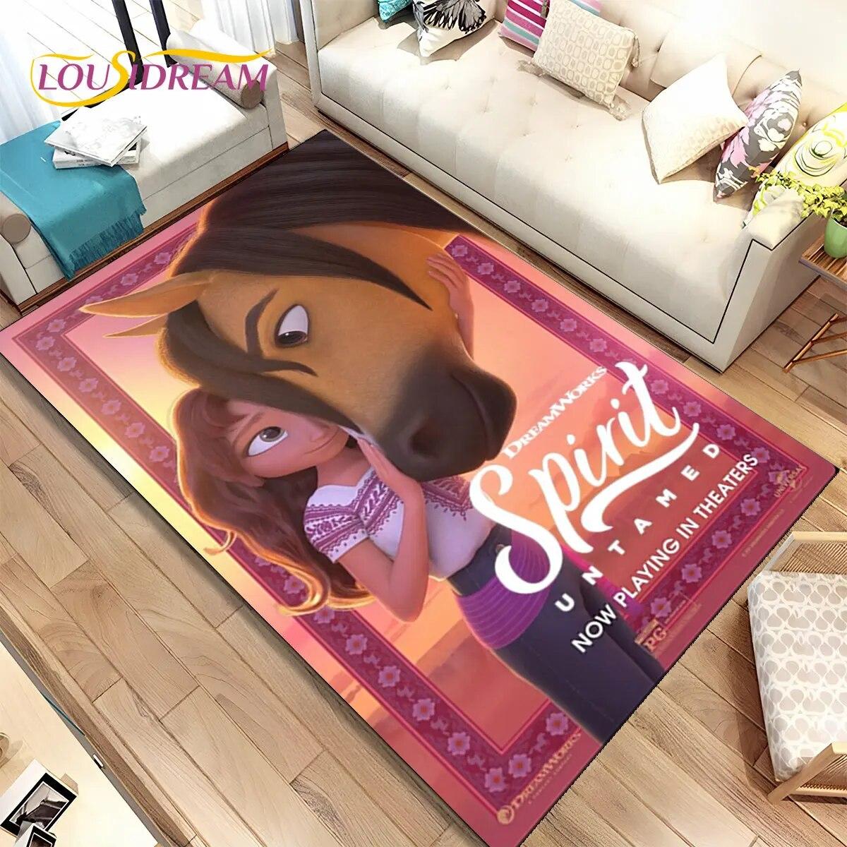 

Килимок з мультфільмом Spirit Riding Free Horses, килимок для дому, вітальні, спальні, дивана, килимок, дитячий нековзкий килимок 3D 40x60cm(15x23in)