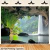 Arazzo da Parete Grotta con Cascata Maestosa, Stampa Paesaggio Fiume Foresta Verde Rigogliosa, Decorazione Casa Boho per Soggiorno Camera da Letto