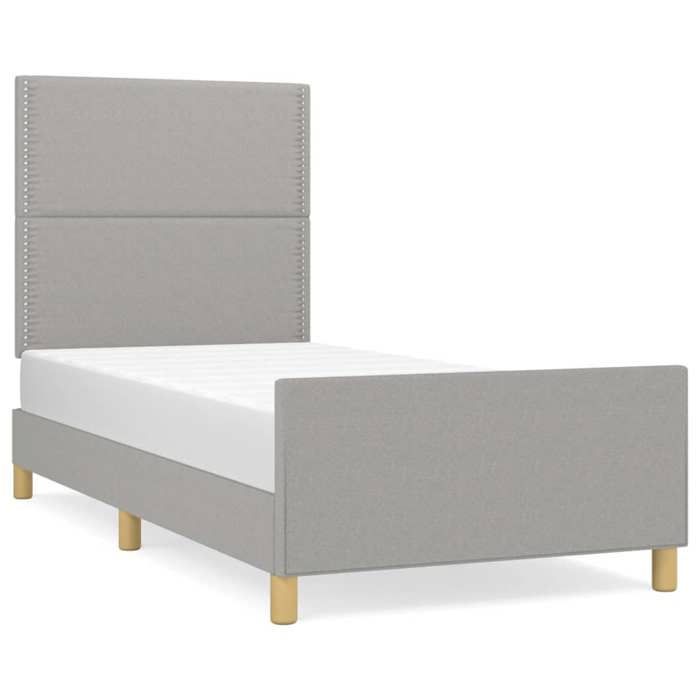 VidaXL Bed Frame with Headboard Light Grey 100x200 Cm Fabric 3124952