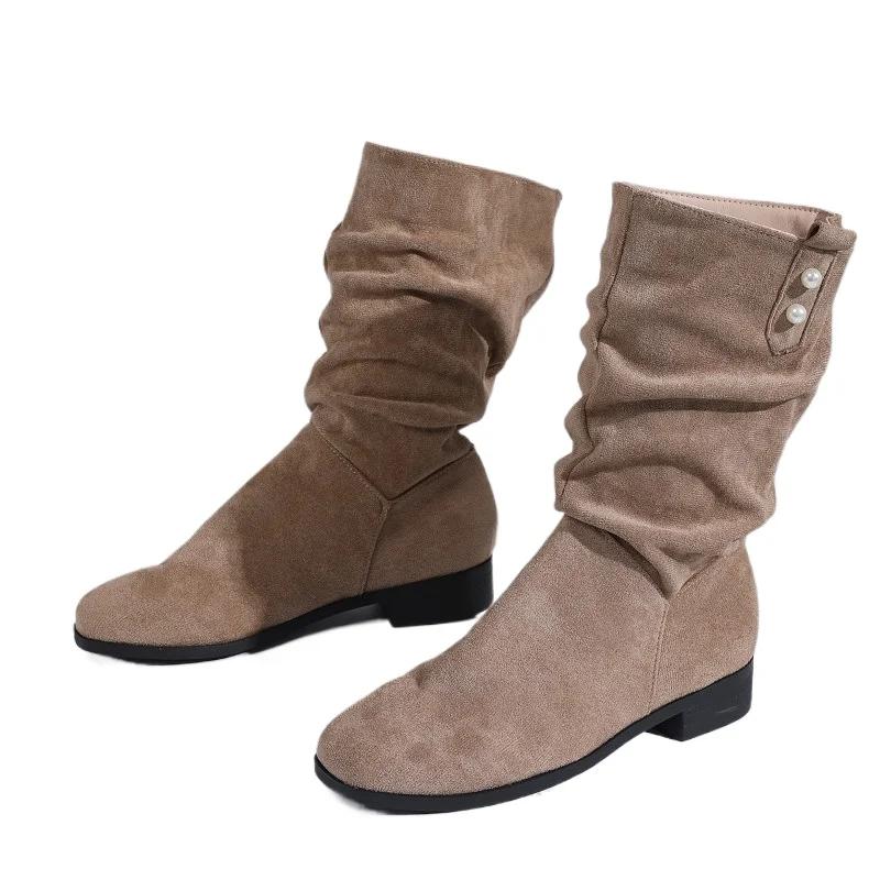 Fashion Ladies Shoes 2025 Brand Slip-on Women's Boots Fashion String Bead Modern Boots Women Winter Plus Size Best Seller Mid-Calf Boots