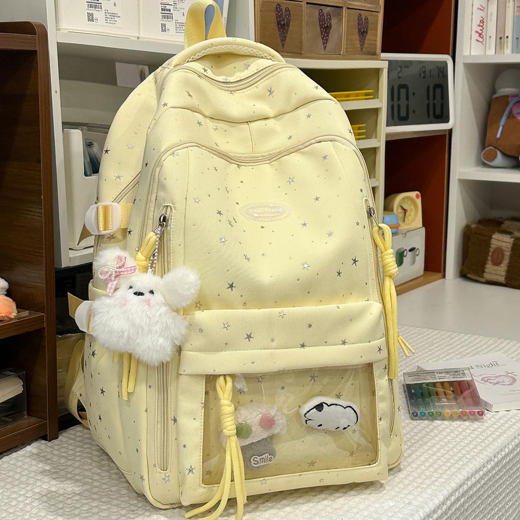School Bag for Girls, High Aesthetic Value Transparent Pain Bag for Middle School Students, Cute Elementary School Backpack, Large Capacity