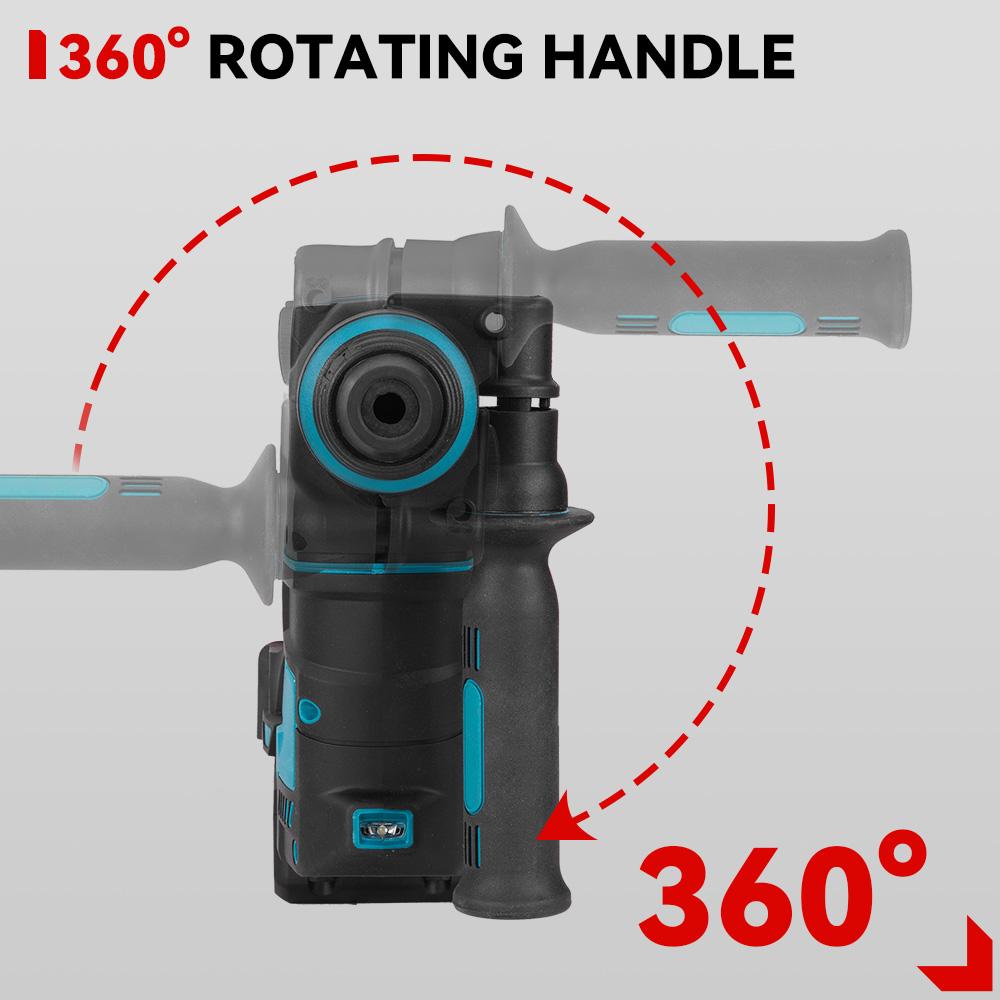 ONEVAN Bürstenloser Elektro-Schlagbohrhammer Tragbar 24MM Multifunktions-Akku-Bohrhammer-Werkzeug Für Makita 18V Akku Stift