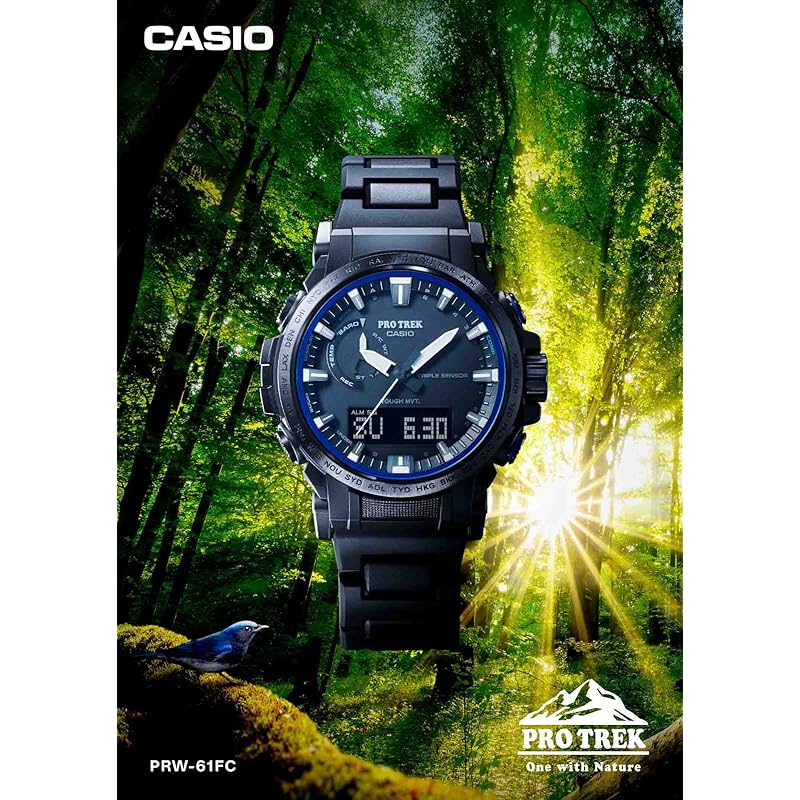 Casio Pro Trek Watch [Official Japanese Product] Climber Line Radio-Controlled Solar Watch Made with Biomass Plastic PRW-61FC-1JF Men's Black