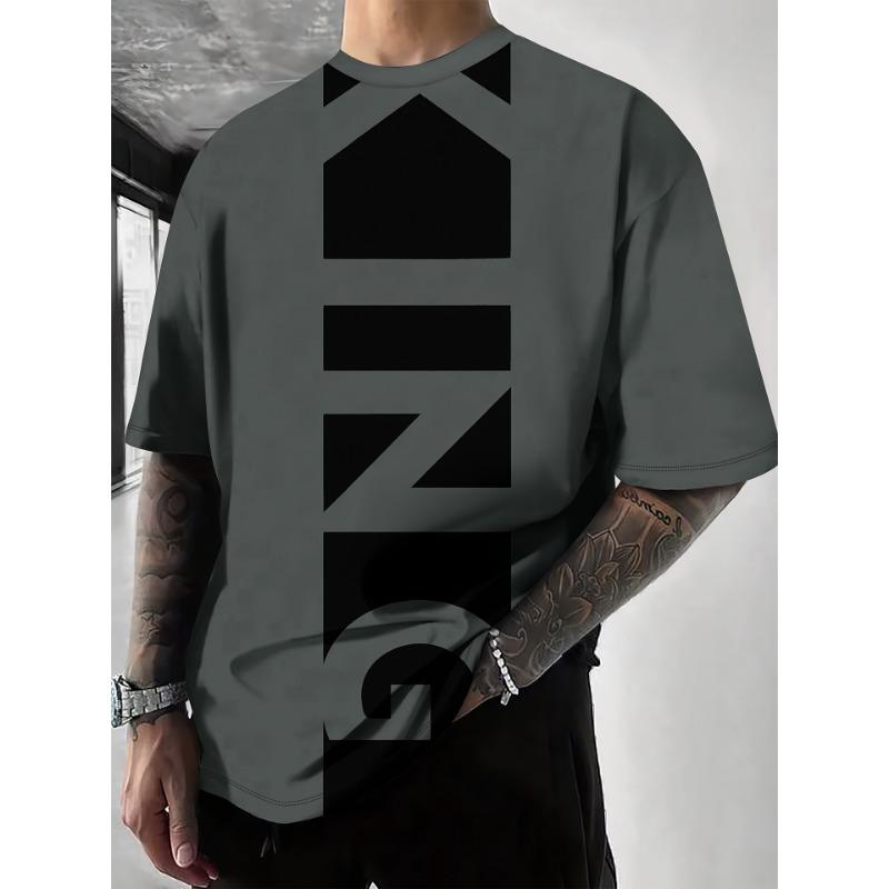 Men's Digital Printed Letter European and American Casual Fashion New T-shirt