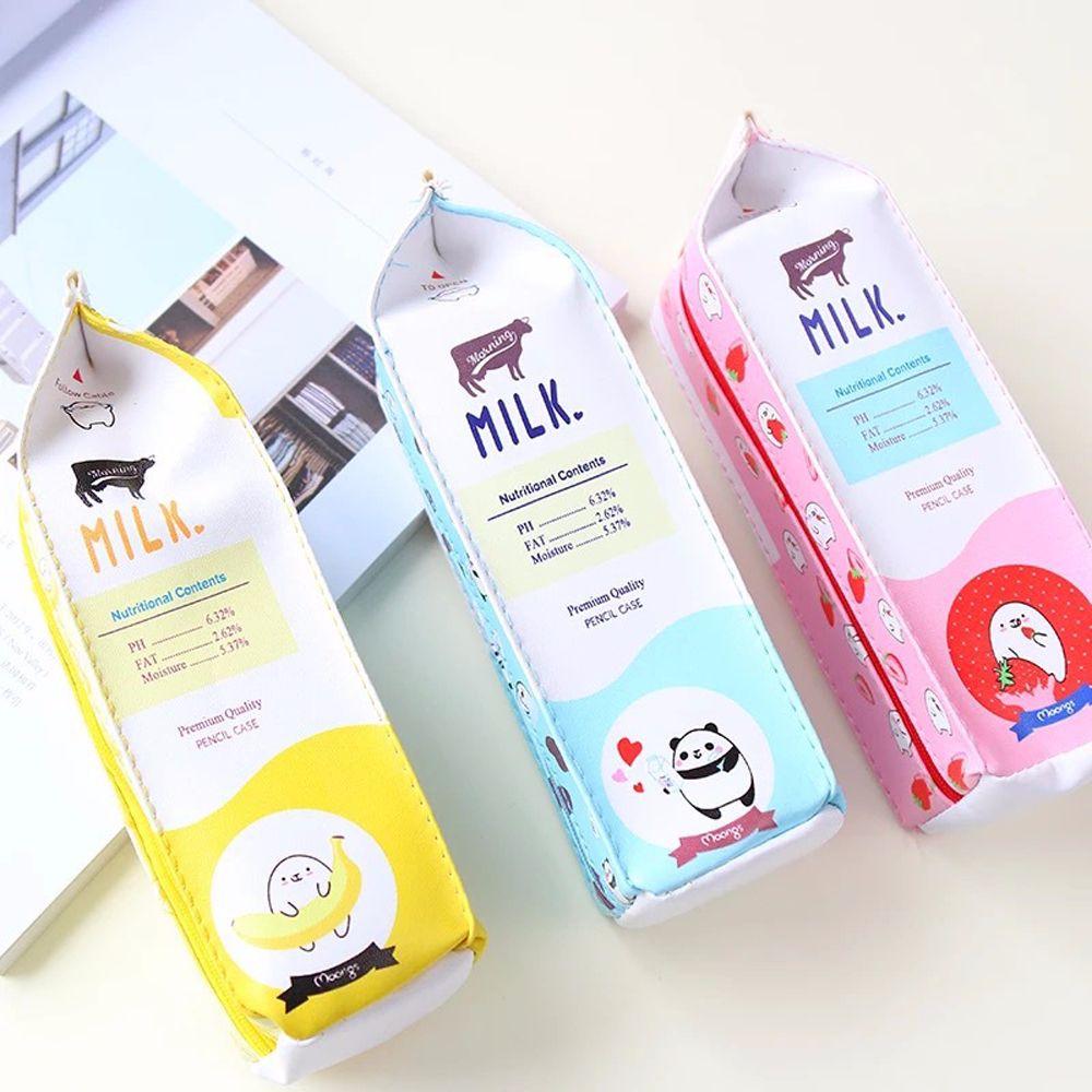 School Stationery Cartoon Morning Milk Waterproof Fruit Milk Carton Pen Bag Pencil Case Pencil Box