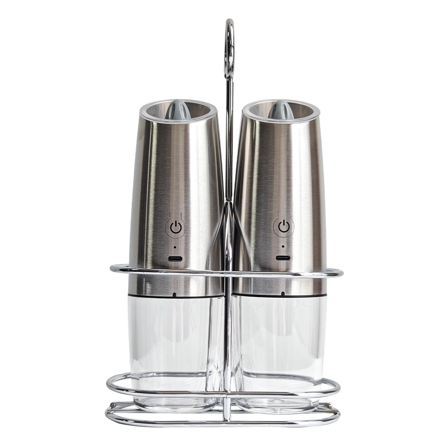 

Электрическая гравитационная керамическая мельница для перца и соли USB charging model set with iron frame серебряный