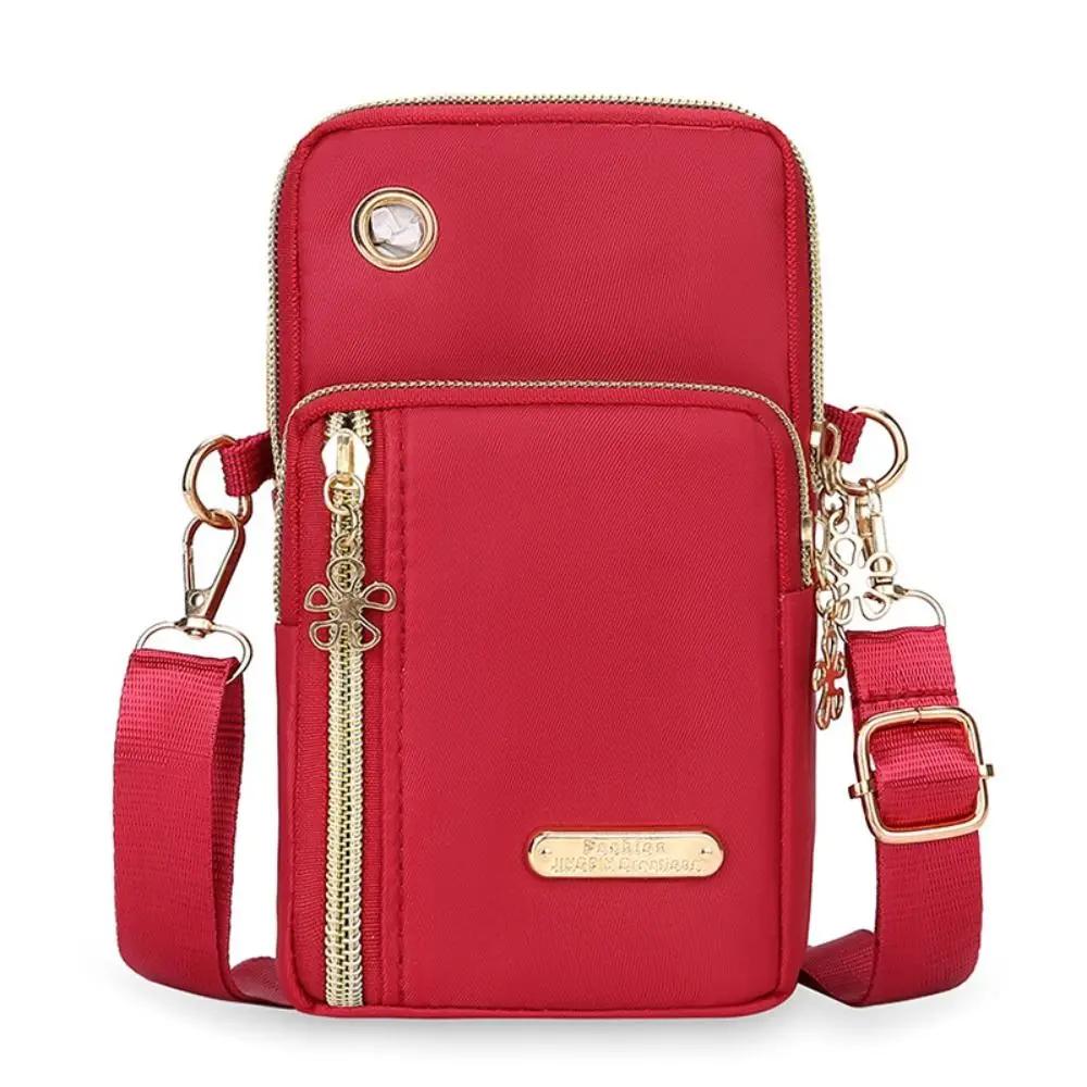 Portable Oxford Mini Phone Bag Multi-layer Zipper Travel Crossbody Bag Handbag Waterproof Sports Arm Bags