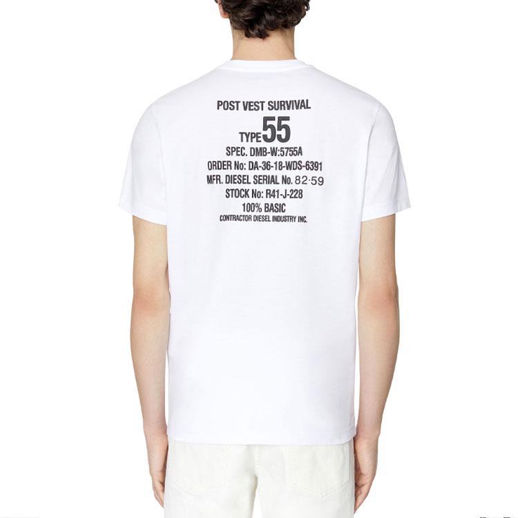 DIESEL T-Shirts Men's White Crew Neck Thin Straight Fit A064980GRAI100