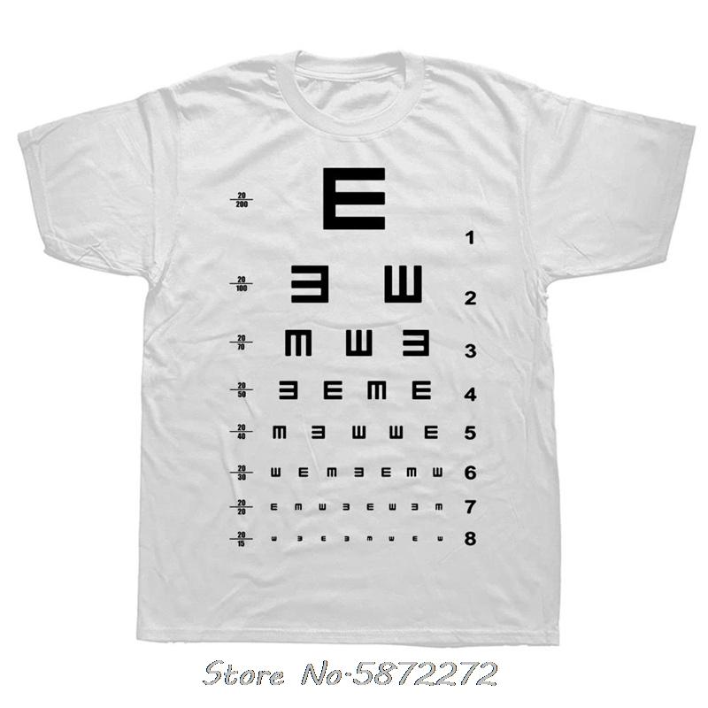 Eye Vision Chart Funny Optometrist Optometry Glasses TShirts Cotton T Shirt Oversized Tshirt Unisex Tees Fitness Unisexs Clothing S