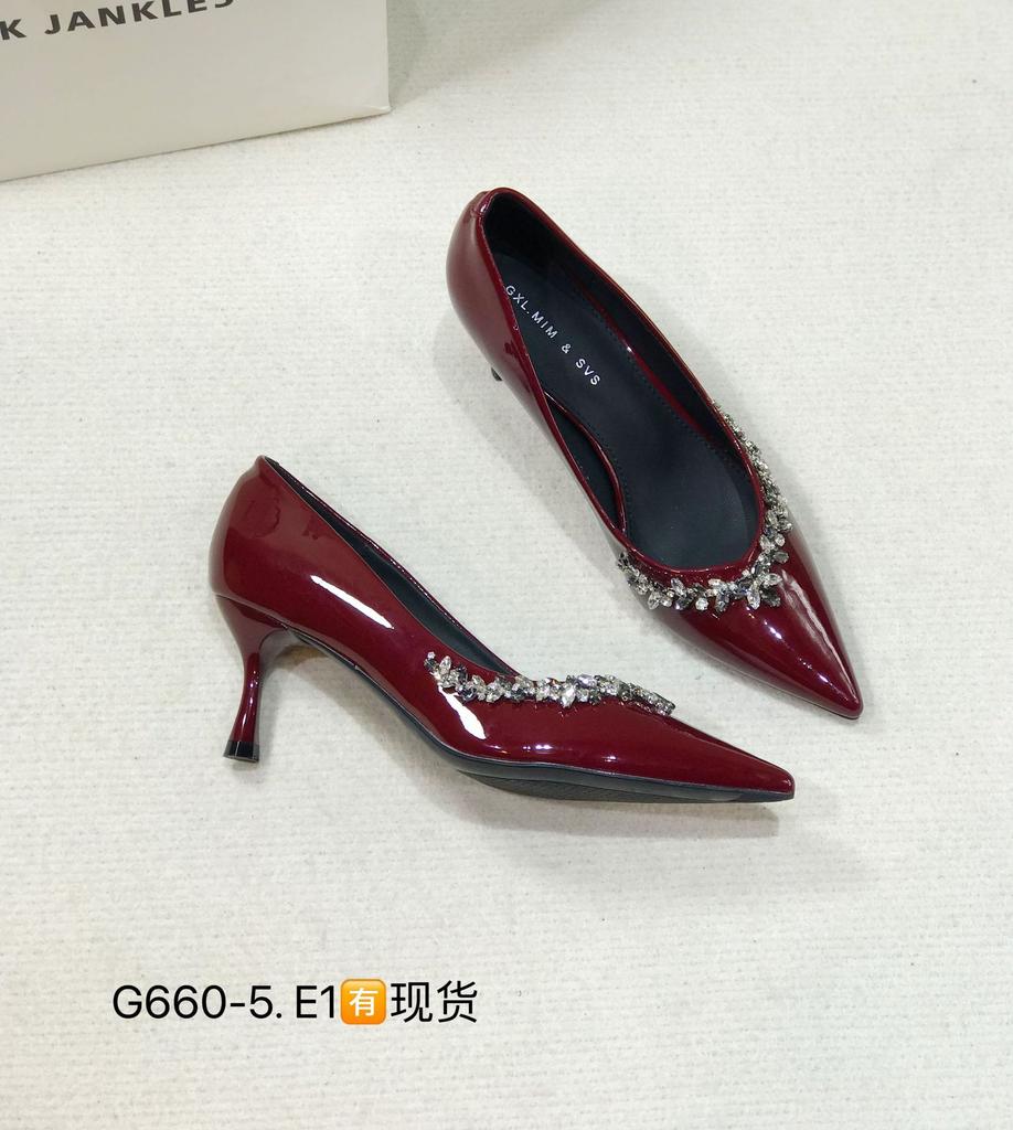 G660-5 French 2025 new rhinestone pointed high heels femininity sexy thin heels beautiful spring and autumn shallow mouth shoes