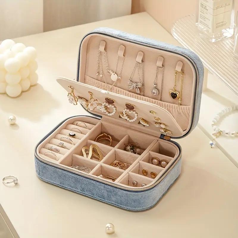 New Portable Jewelry Box Jewelry Organizer Display Travel Jewelry Case Boxes Button Leather Storage Zipper Jewelers