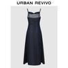 UR2026 Women's Lyocell Denim Cowl Neck Long Sling Dress