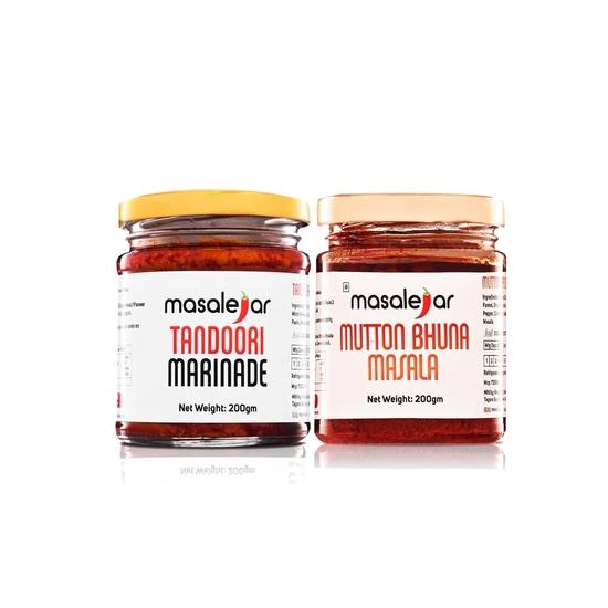 

Masalejar Mughlai Daawat Combo | Tandoori Marinade Paste 200g + Mutton Bhuna Masala 200g | Ready to Cook Spice Mix | No Added MSG | Pack of 2