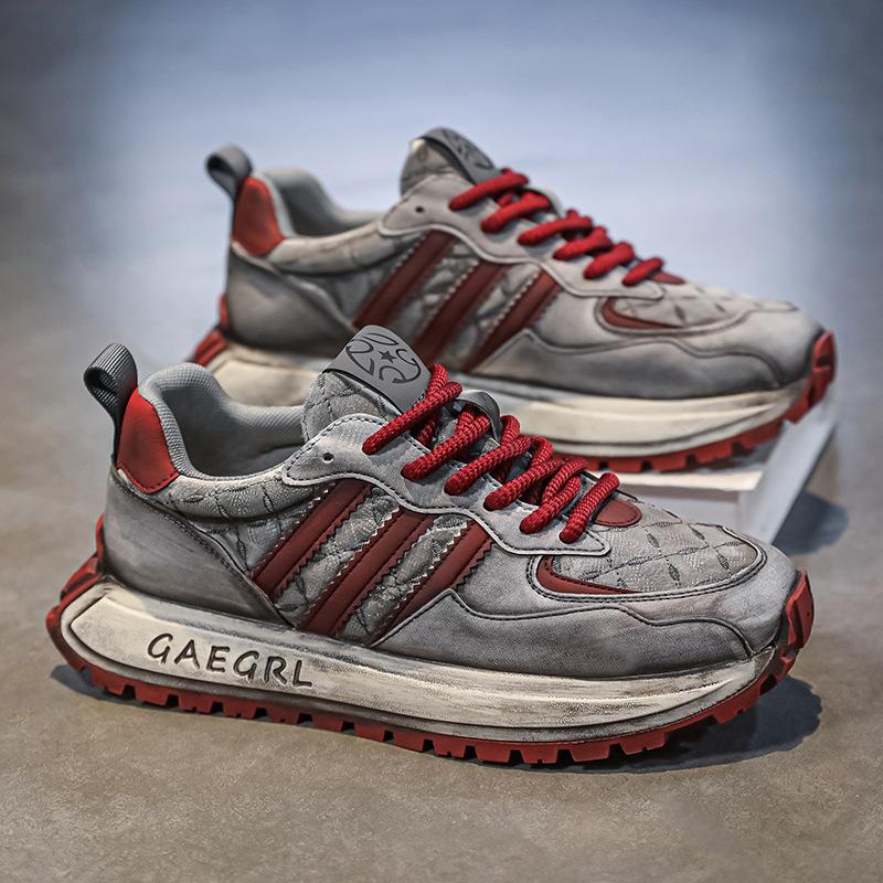 

Men s shoes 2025 autumn new trend retro platform heightening dirty shoes men s outdoor lace-up comfortable sports shoes 39