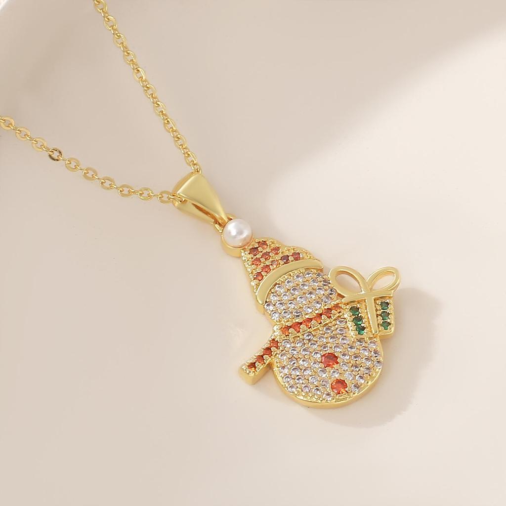 Elegante Weihnachts-Schneemann-Halskette: Leichter Luxus Zirkon Schlüsselbeinkette für Damen