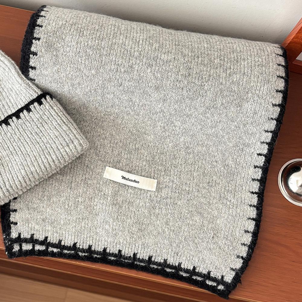 Korean commuter fashion versatile locked edge knitted scarf women's autumn and winter manufacturers wholesale warm and cold knitted hat