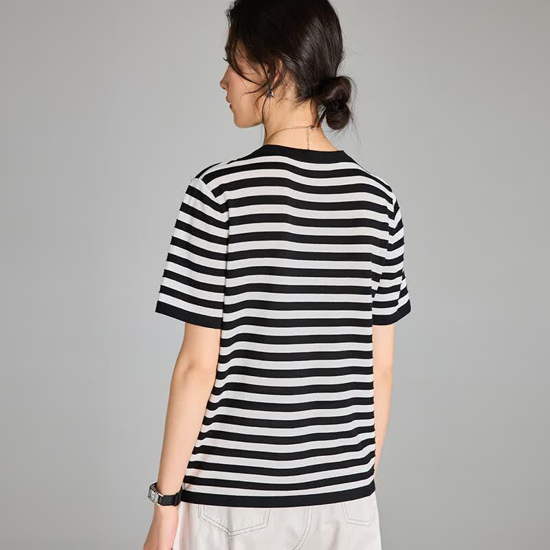 Women's Tencel Silk Blend Classic Striped T-Shirt