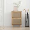 VidaXL Armoire à chaussures Marron 52x25x80 cm Bois d'ingénierie/rotin 345647