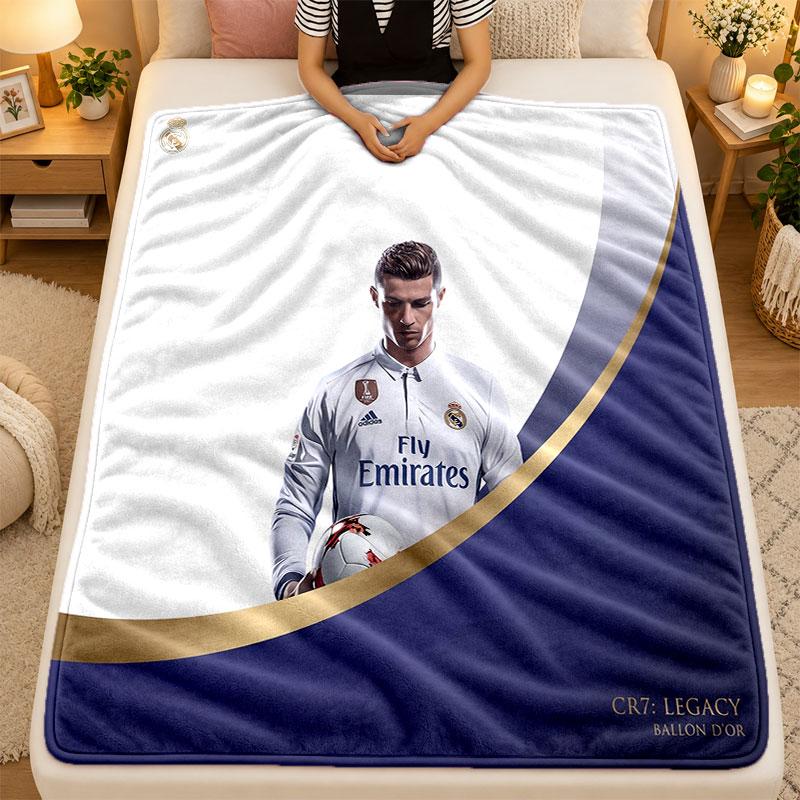 Flannel BlanketCristiano Ronaldo Warm Soft Throw Blanket for Indoor Sofa Bed Living Room Use