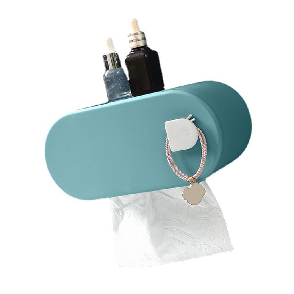 Wall Mounted Tissue Box Holder Storage No Drill Paper Towel Dispenser with Seamless Sticker for Bathroom
