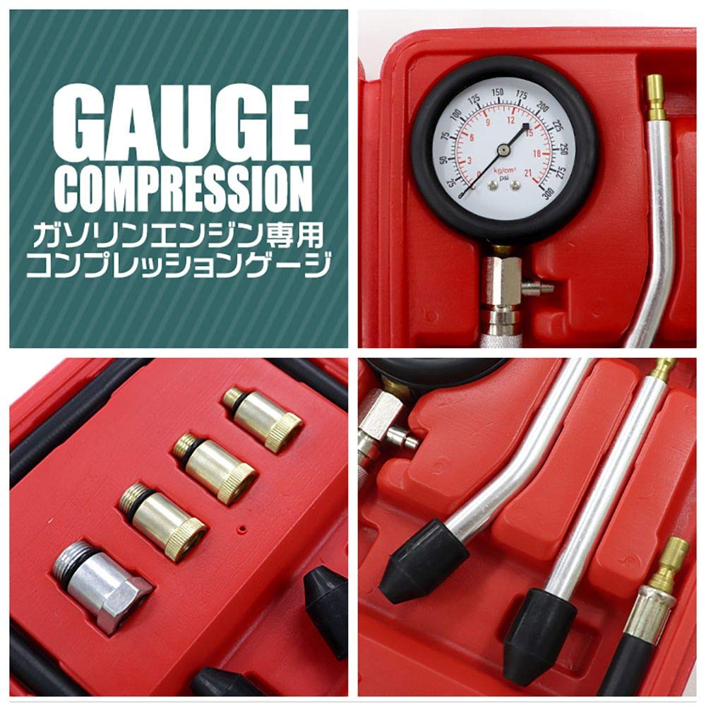 WEIMALL Compression Gauge for Gasoline Vehicles, 300 PSI Pressure Gauge, Inspection Tester, Car & Motorcycle Tool