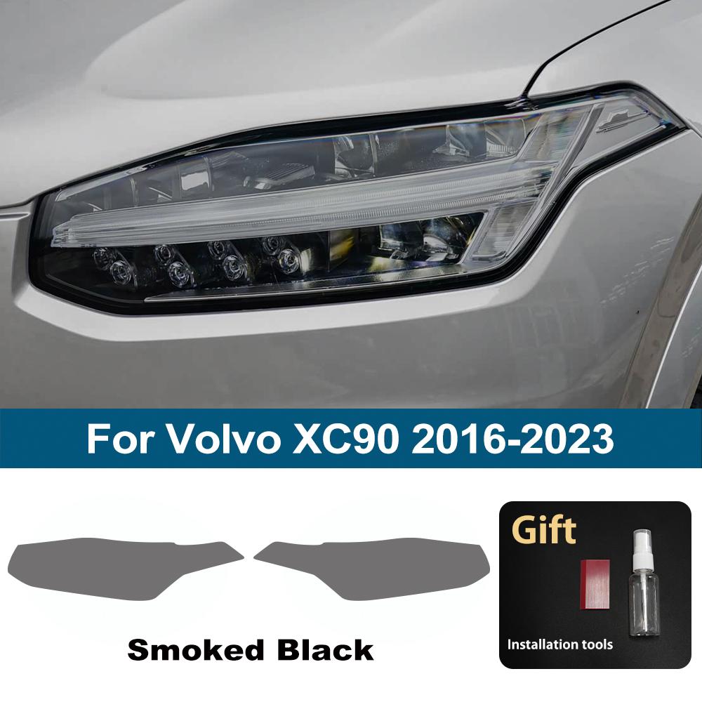 Premium High-Gloss Smoke Black TPU Car Headlight Protection Film for Volvo XC90 2016-2026 Pre-Cut PPF Anti-Scratch Vinyl Film